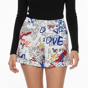 Graffiti Newspaper Print Shorts